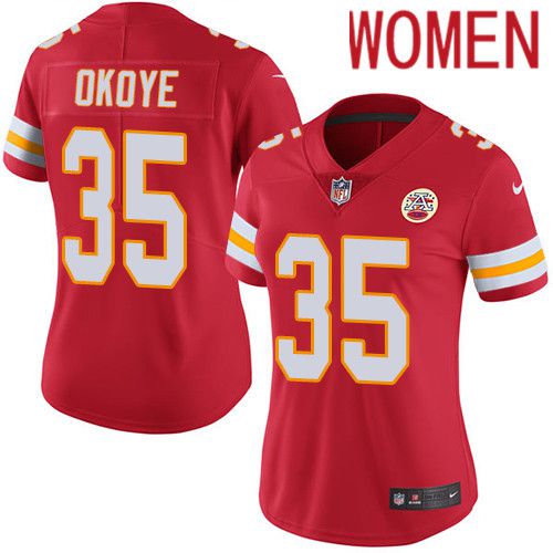 Women Kansas City Chiefs #35 Christian Okoye Nike Red Vapor Limited NFL Jersey->women nfl jersey->Women Jersey